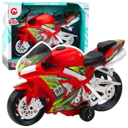 Motocykl Lean Wyścigowy Ścigacz Napęd Światła Dźwięki Czerwony (24211)