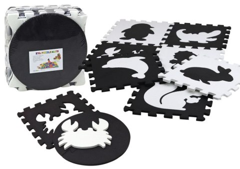 Mata dla malucha Lean Puzzle Mata Kontrastowa Edukacyjna Pianka EVA Czarno-Białe 19 ele. (17481)
