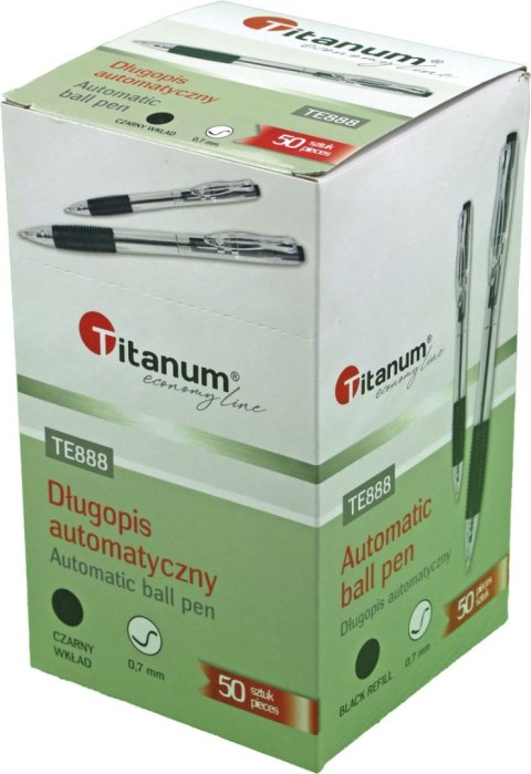 Długopis olejowy Titanum automatyczny czarny 0,7mm (BPGBLACK ECONOMY) Długopis olejowy Titanum automatyczny czarny 0,7mm (BPGBLACK ECONOMY)