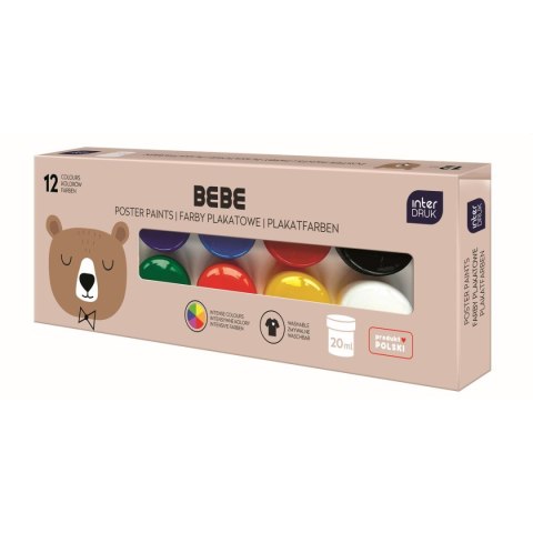 Farby plakatowe Interdruk BEBE FRIENDS kolor: mix 20ml 12 kolor. Farby plakatowe Interdruk BEBE FRIENDS kolor: mix 20ml 12 kolor.