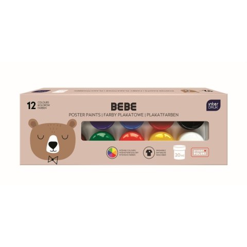 Farby plakatowe Interdruk BEBE FRIENDS kolor: mix 20ml 12 kolor. Farby plakatowe Interdruk BEBE FRIENDS kolor: mix 20ml 12 kolor.