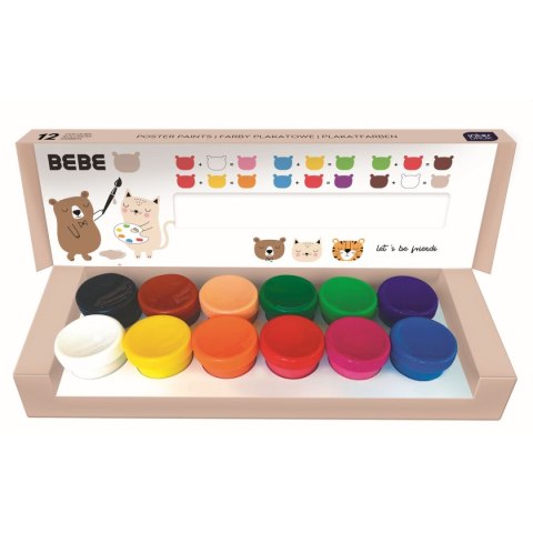 Farby plakatowe Interdruk BEBE FRIENDS kolor: mix 20ml 12 kolor. Farby plakatowe Interdruk BEBE FRIENDS kolor: mix 20ml 12 kolor.