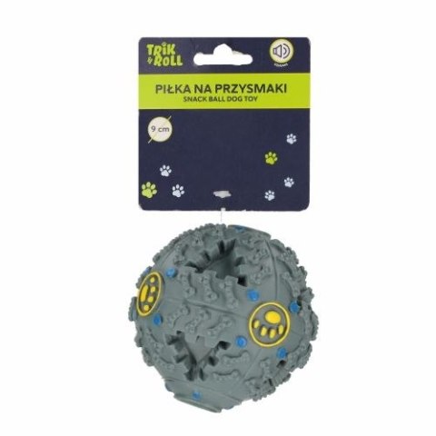 Gadżet Trik Roll Piłka dla psa z dźwiękiem 9cm na przysmaki szara (560688)