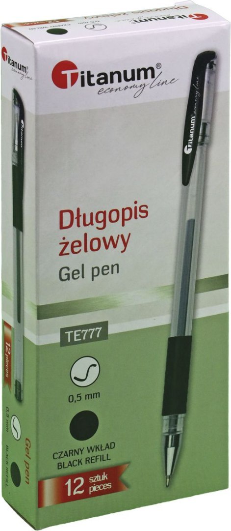 Długopis żelowy Titanum czarny 0,5mm (GPGBLACK ECONOMY) Długopis żelowy Titanum czarny 0,5mm (GPGBLACK ECONOMY)