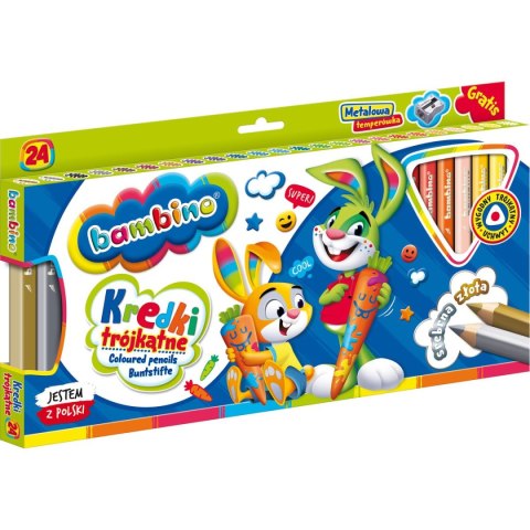Kredki glinkowe BAMBINO trójkątne 24 kol. St.Majewski (5903235003240) Kredki glinkowe BAMBINO trójkątne 24 kol. St.Majewski (5903235003240)