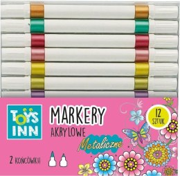 Marker specjalistyczny akrylowe 2 końcówki 12 szt. metaliczne mix okrągła końcówka Stnux (STN9155)