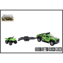 Samochód metalowy z przyczepą + quad Hipo (510220)